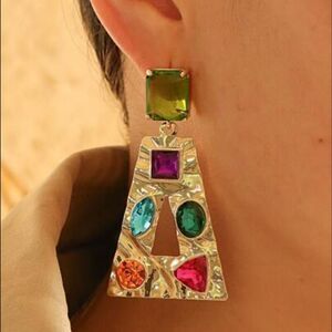 Zara Multicolor Statement Gem Drop Earrings